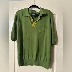 Collectif Green and Yellow Polo Shirt SIZE 2XL